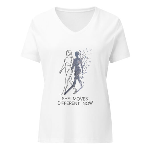 She Moves Different Now - Relaxed V-Neck T-Shirt