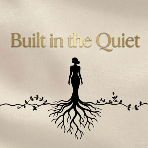 Nourivra Co. Built in the Quiet original graphic silhouette of full figured woman's body with roots deep in the ground